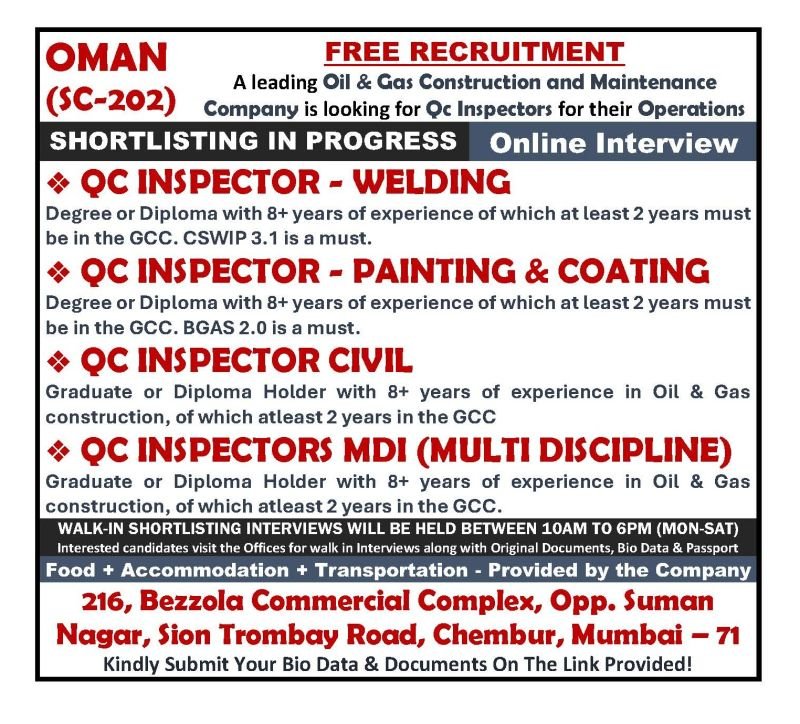 Oman Oil and Gas Jobs 2026 | Free Recruitment