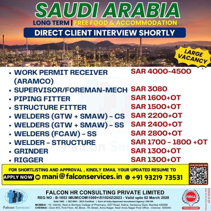 Saudi Arabia Hiring For Reputed Company| Long Term Project Saudi Arabia Hiring For Reputed Company| Long Term Project