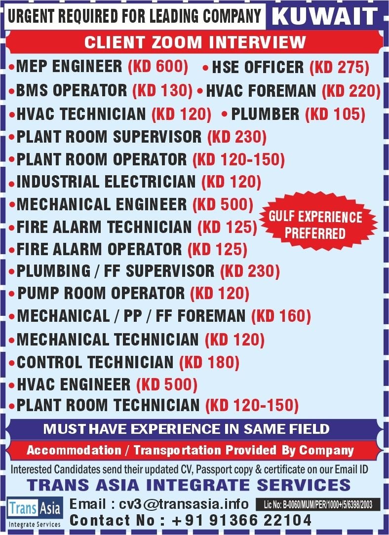 Urgent Hiring for Kuwait – Client Zoom Interview - Apply Now