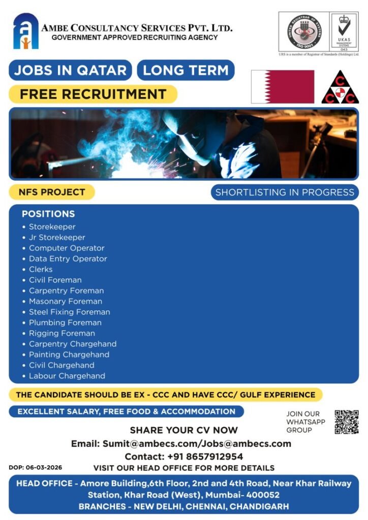 Qatar NFS Project Jobs 2026: Free Recruitment 