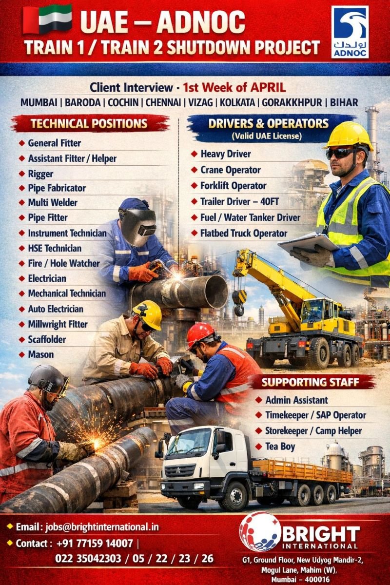 Shutdown Jobs UAE 2026 - Apply Today