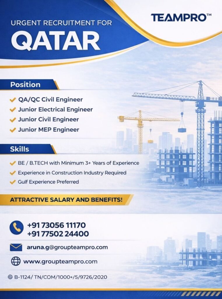 Qatar Jobs 2026: Urgent Openings for Engineering Roles in Construction Sector 