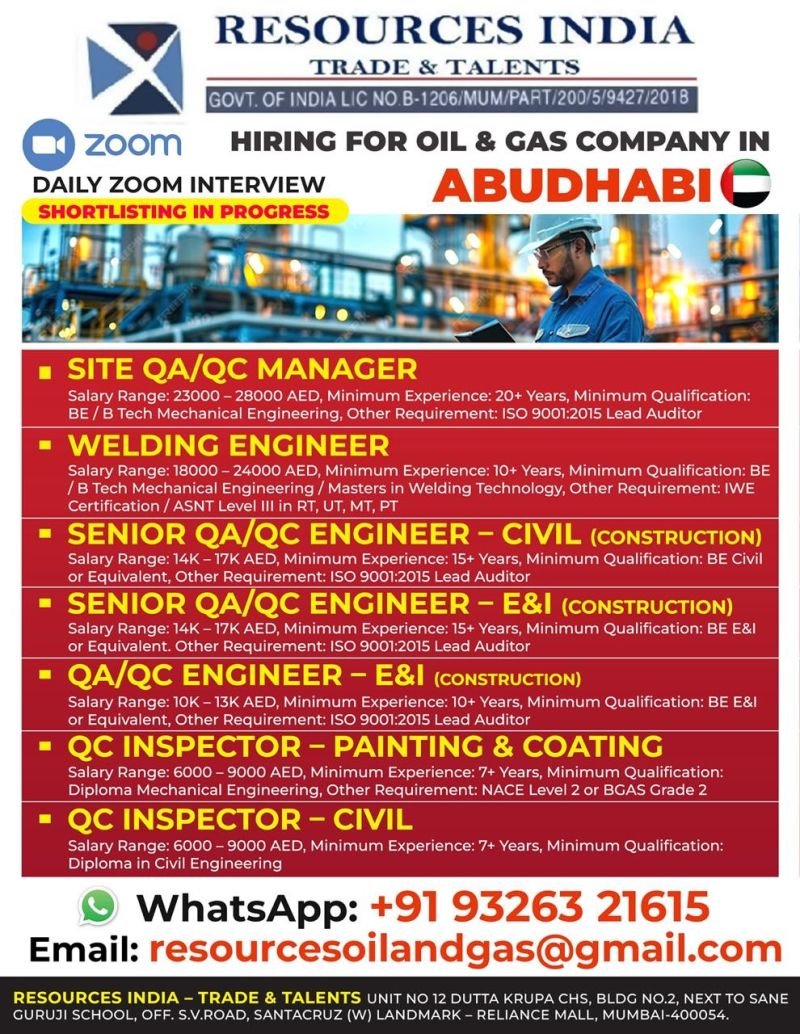 Oil and Gas Jobs in Abu Dhabi 2026 : Exciting Opportunities with a Leading Company