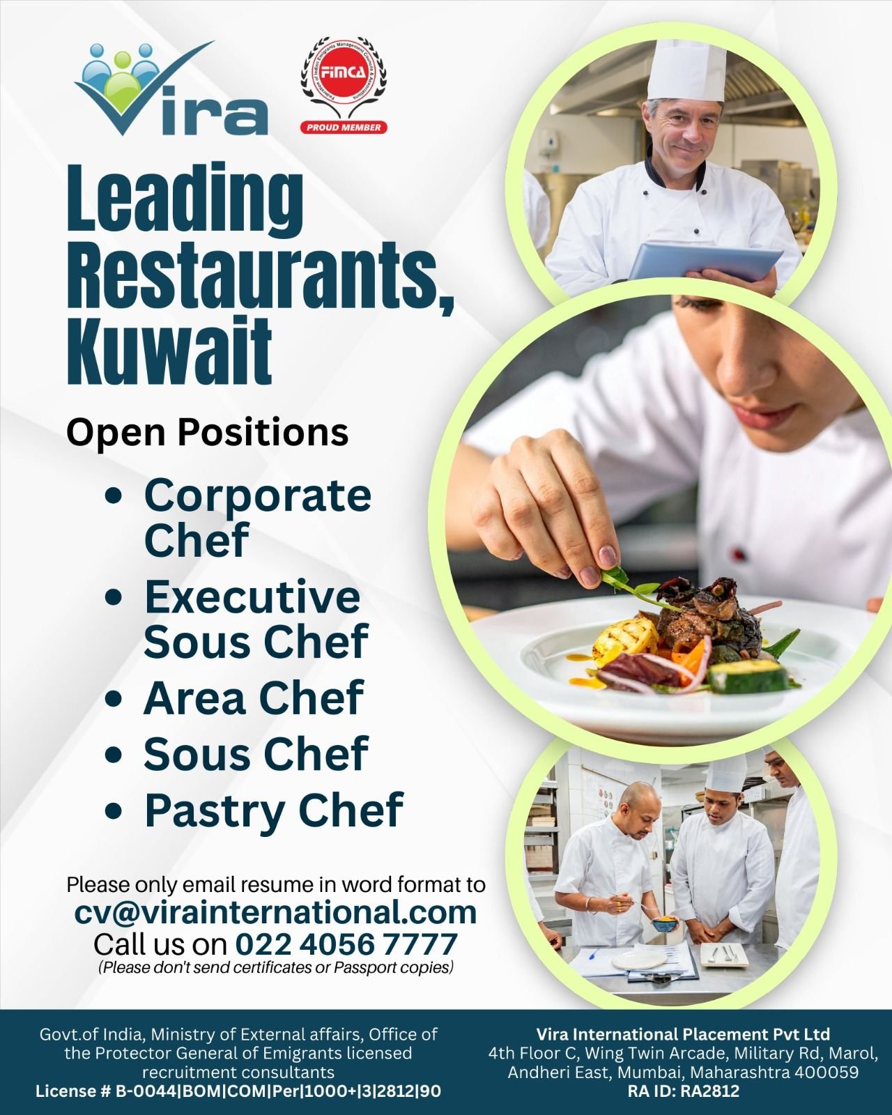 Kuwait : Hiring For leading restaurant groups