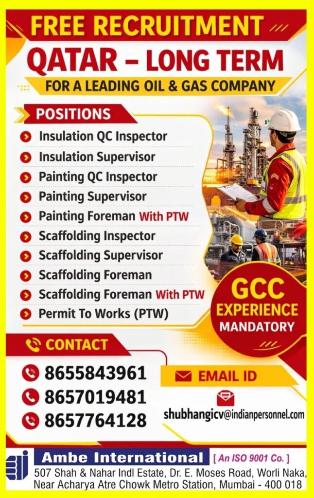 Qatar Oil and Gas Jobs – Free Recruitment For leading Oil and Gas Company