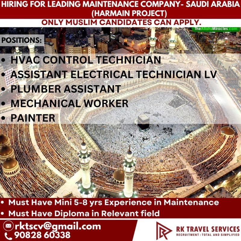 Saudi Arabia Haramain Project Jobs 2026 – Maintenance Company Hiring