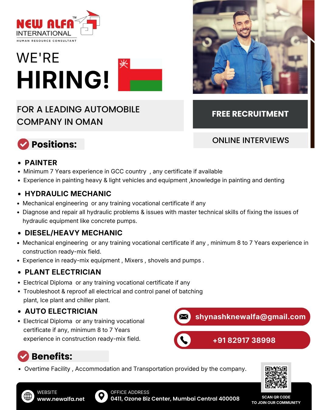 Hiring for a Leading Automobile Company in Oman