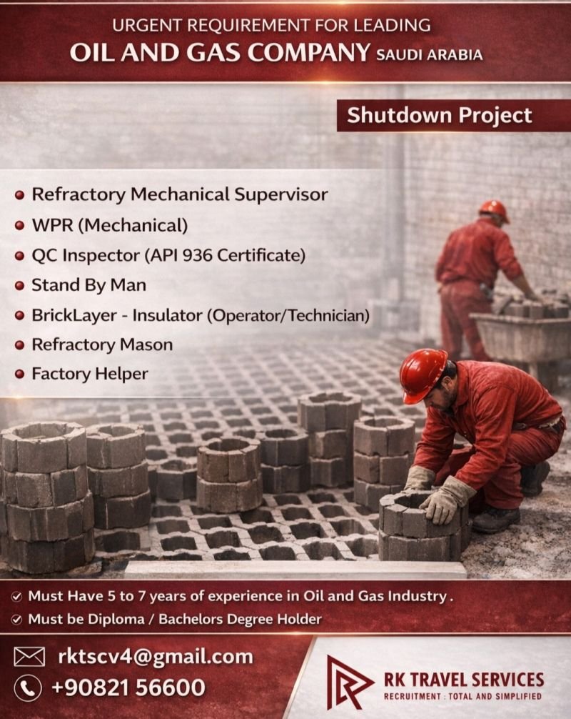 Saudi Arabia Oil and Gas Shutdown Project Jobs 2026