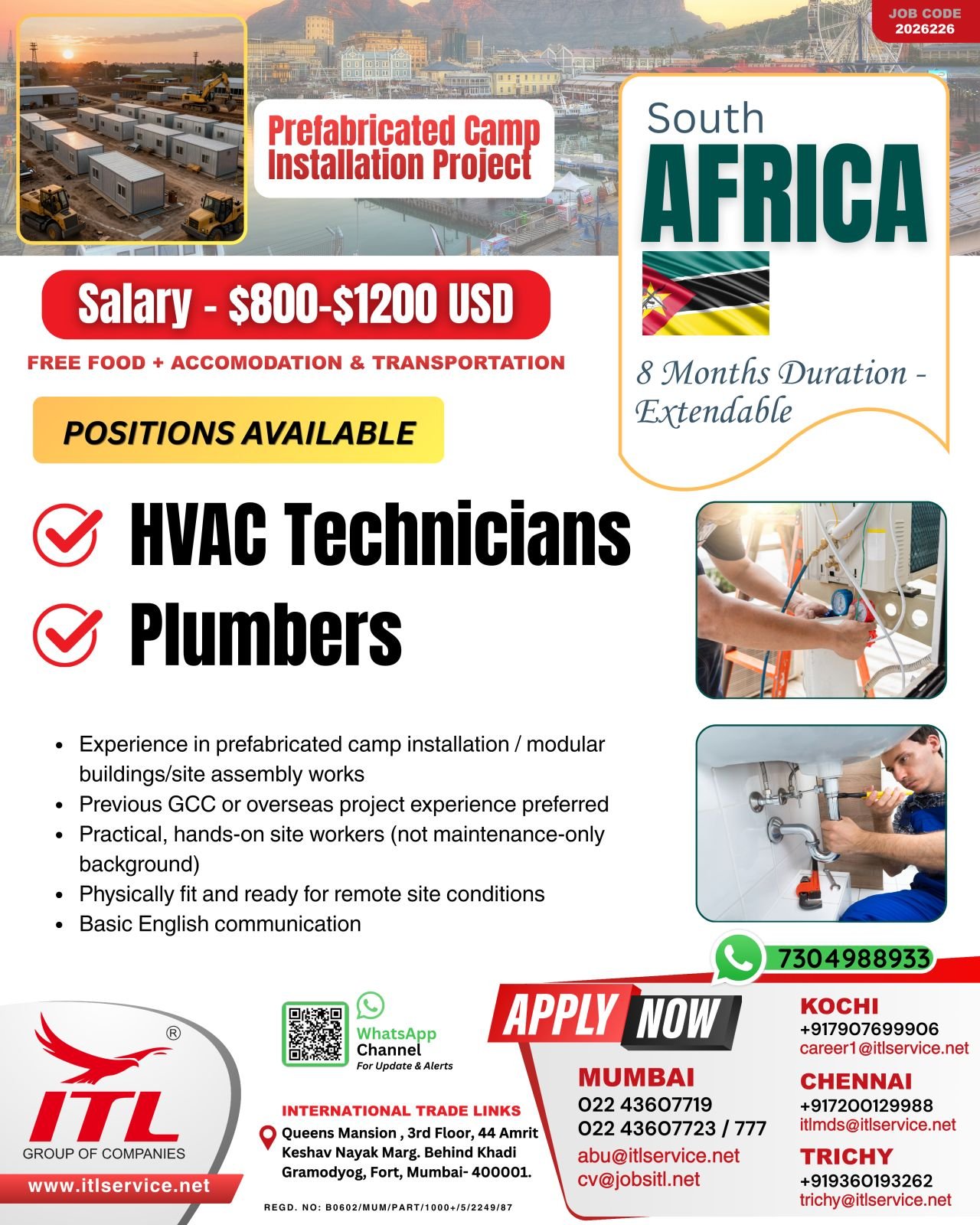 South Africa Jobs 2026 – HVAC Technicians and Plumbers Required