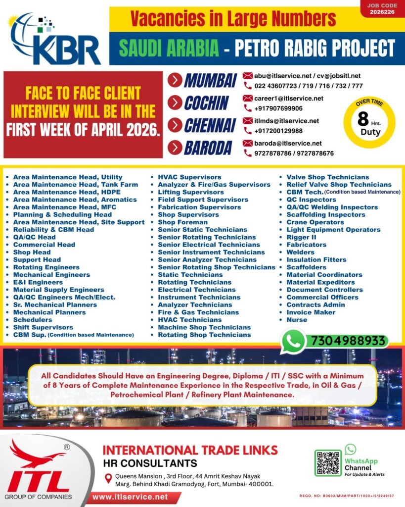 Saudi Arabia Petro Rabigh Project Jobs 2026 – Large Number of Vacancies