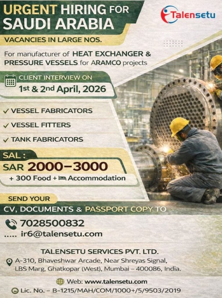 Mass Hiring for Saudi Arabia – ARAMCO Project Mass Hiring for Saudi Arabia – ARAMCO Project