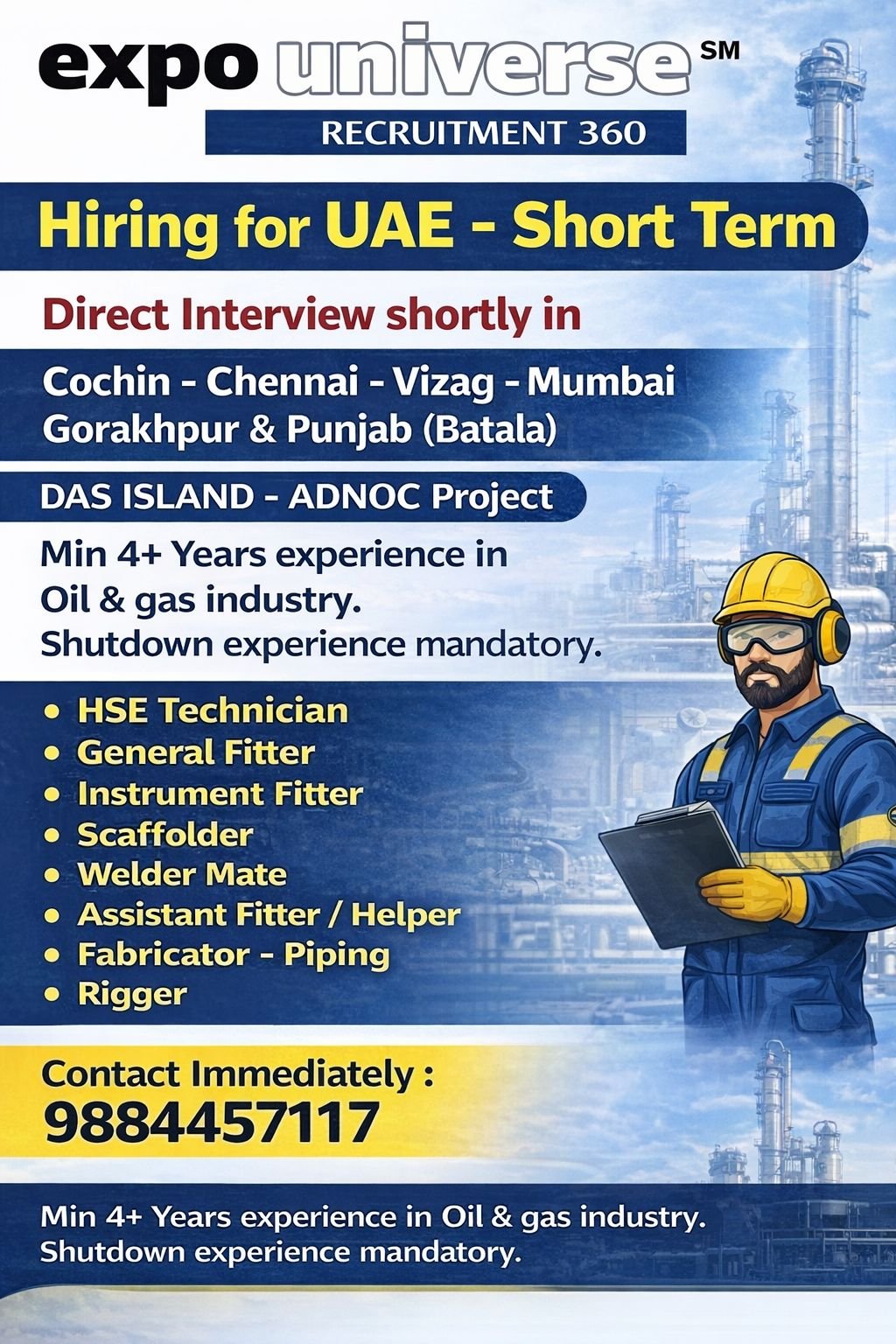 Urgent Hiring for UAE Oil & Gas Jobs Project (Short-Term)
