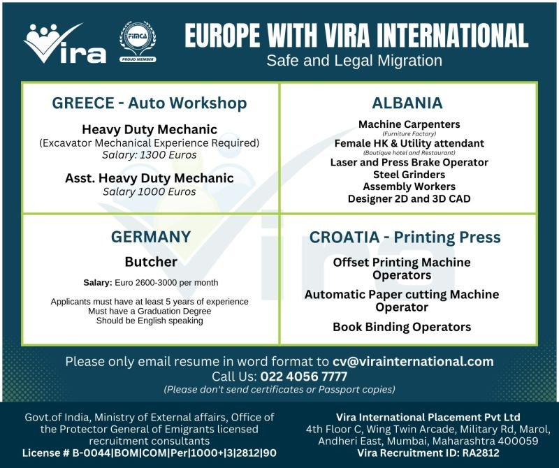 Europe Jobs 2026 – Greece, Germany, Albania & Croatia Hiring | Apply Now