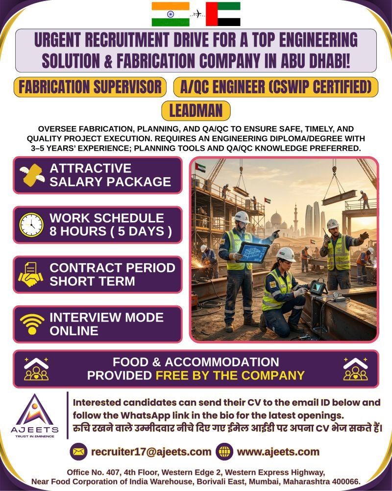 Hiring A leading Engineering Solution & Fabrication Company in Abu Dhabi