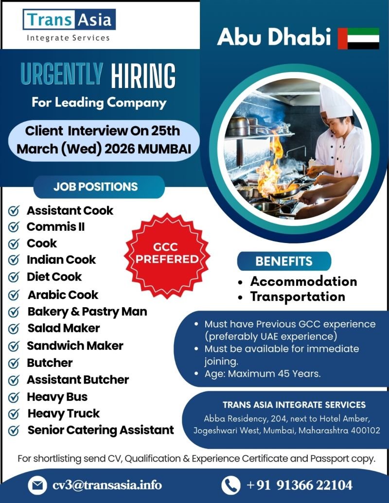 UAE Abu Dhabi Jobs 2026 – Urgent Hiring for Hospitality Roles