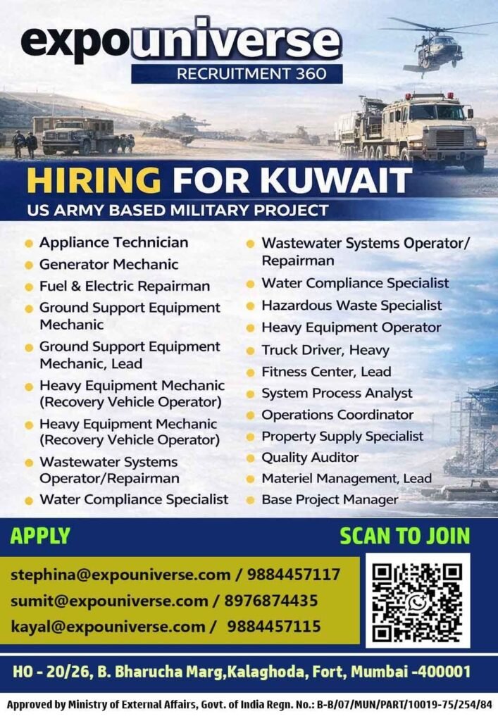 Jobs in Kuwait : Hiring For US Army Based Military Project