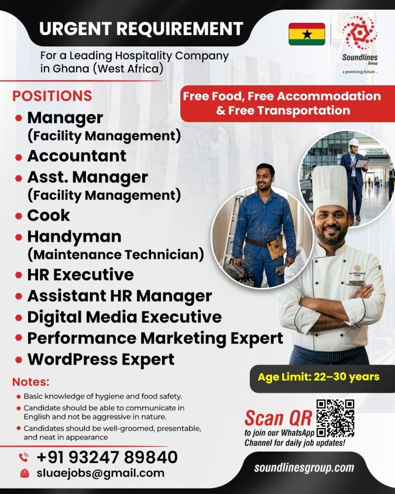 Hiring For a Leading Hospitality Company in Ghana (West Africa)