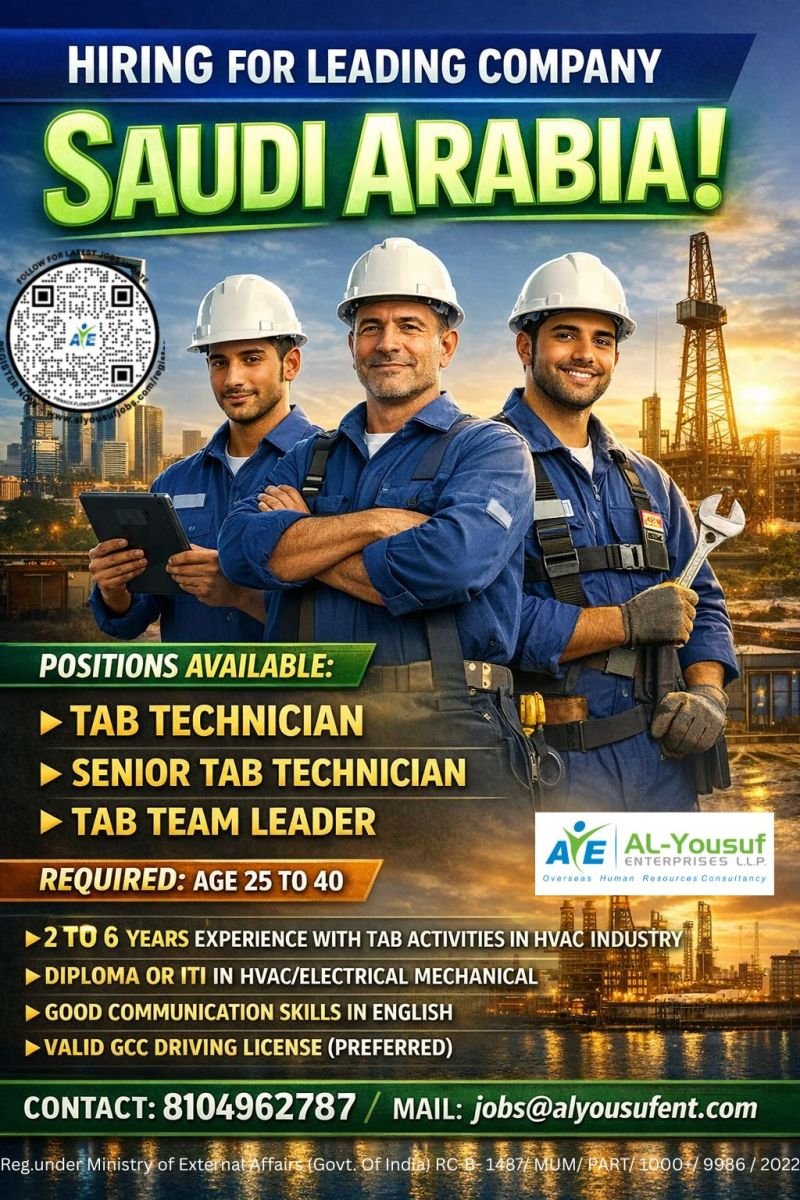 Hiring for a Leading Company in Saudi Arabia - HVAC industry