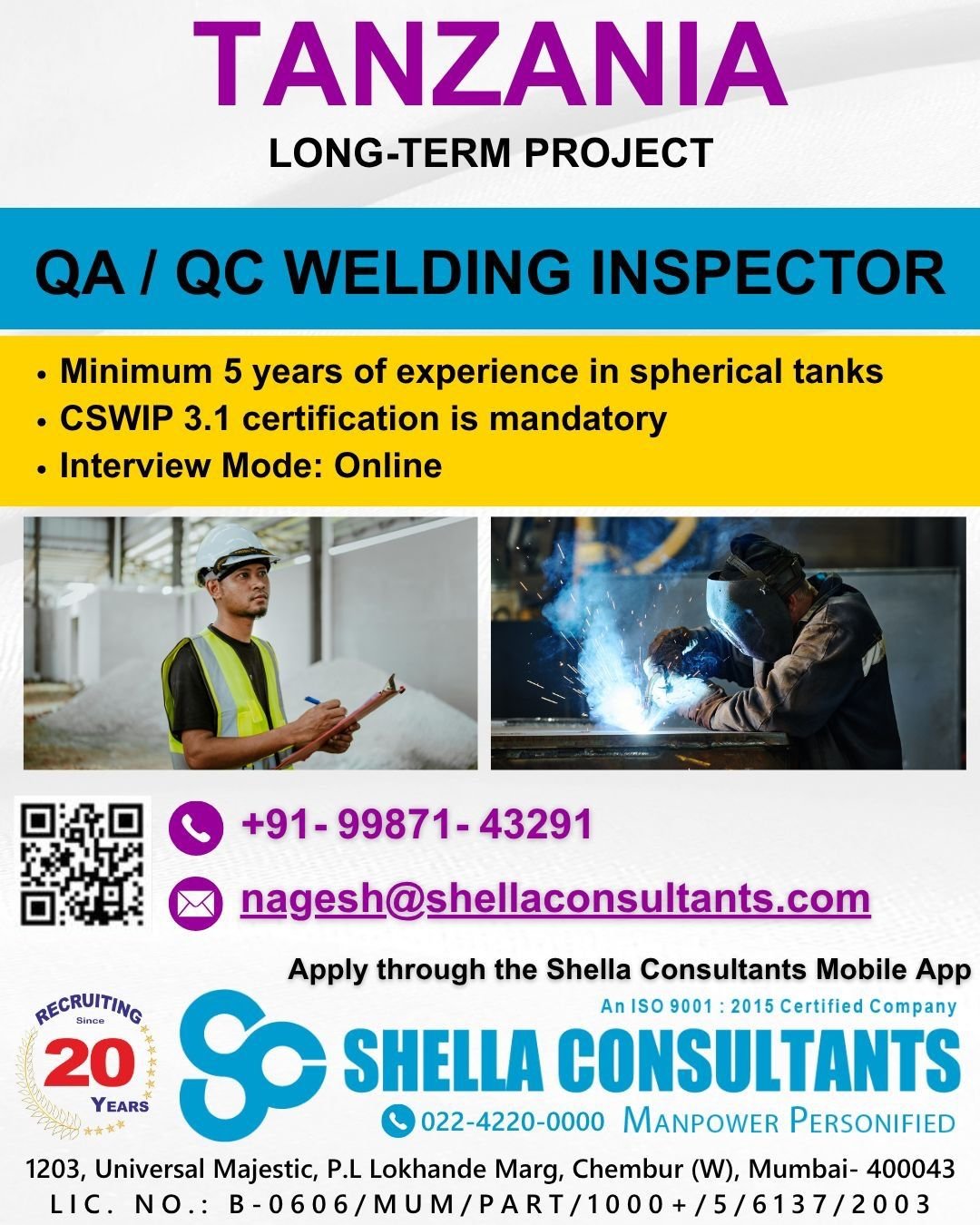 Urgent QA/QC Welding Inspector Job in Tanzania (2026) - Apply Now