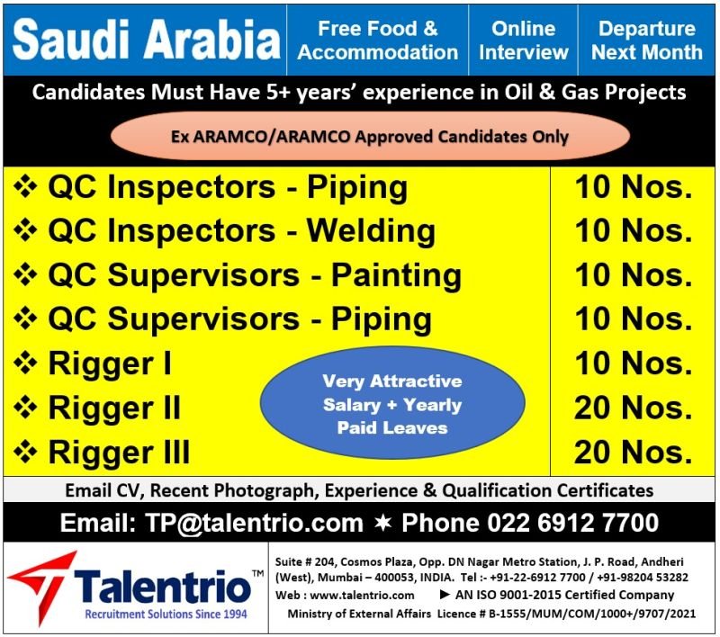 Saudi Arabia Oil & Gas Job Vacancies 2026 - Apply Today