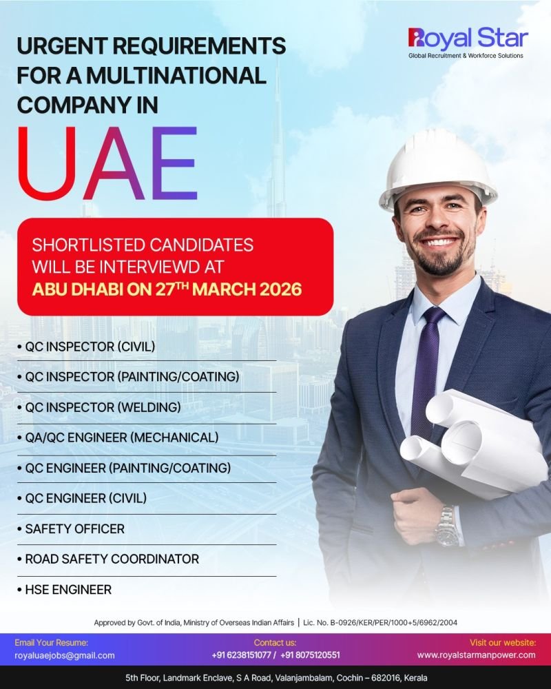 UAE Jobs 2026 – Multinational Company Hiring (Abu Dhabi Interview)