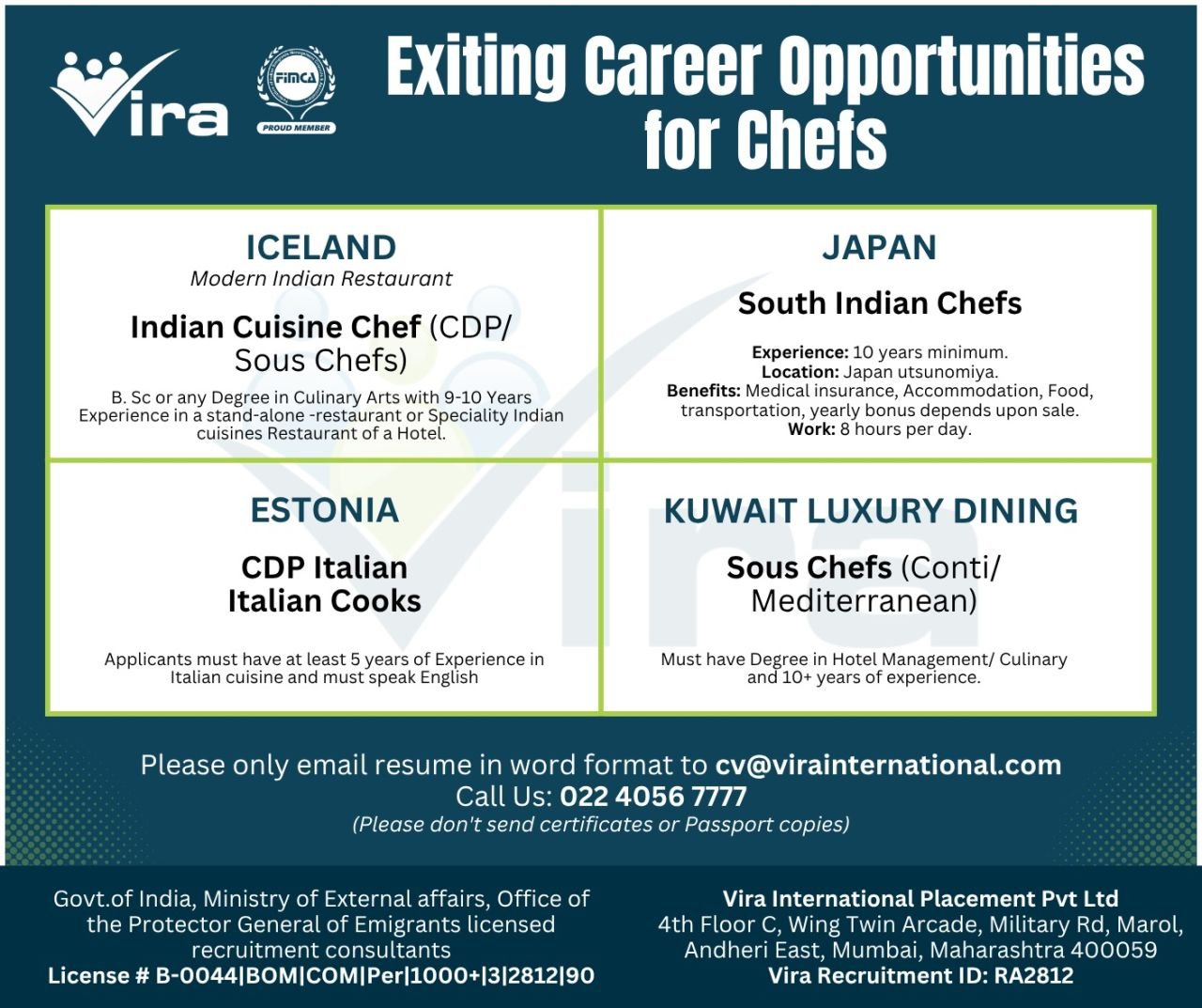 Chef Jobs Abroad 2026 – Iceland, Japan, Estonia & Kuwait | Free Recruitment Opportunities