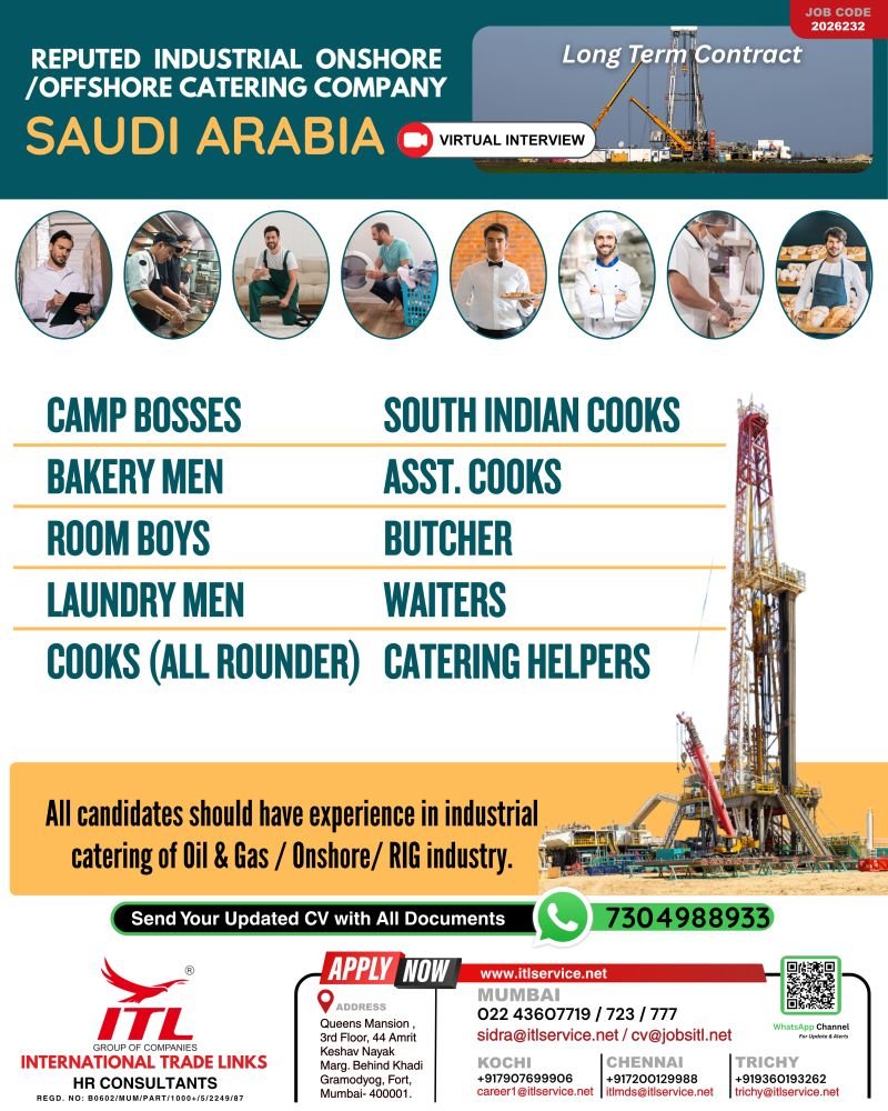 Saudi Arabia Catering Jobs 2026 – Oil & Gas Project Hiring Saudi Arabia Catering Jobs 2026 – Oil & Gas Project Hiring