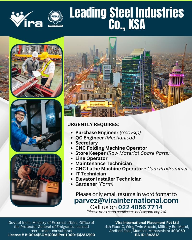 Saudi Arabia Steel Industry Jobs 2026 – Urgent Hiring | Engineers, Technicians & Operators