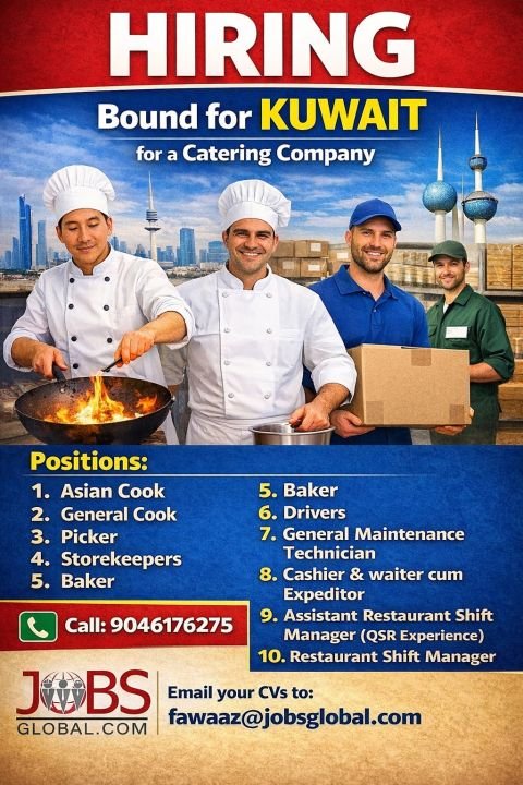 Kuwait Catering Company Jobs – Immediate Hiring