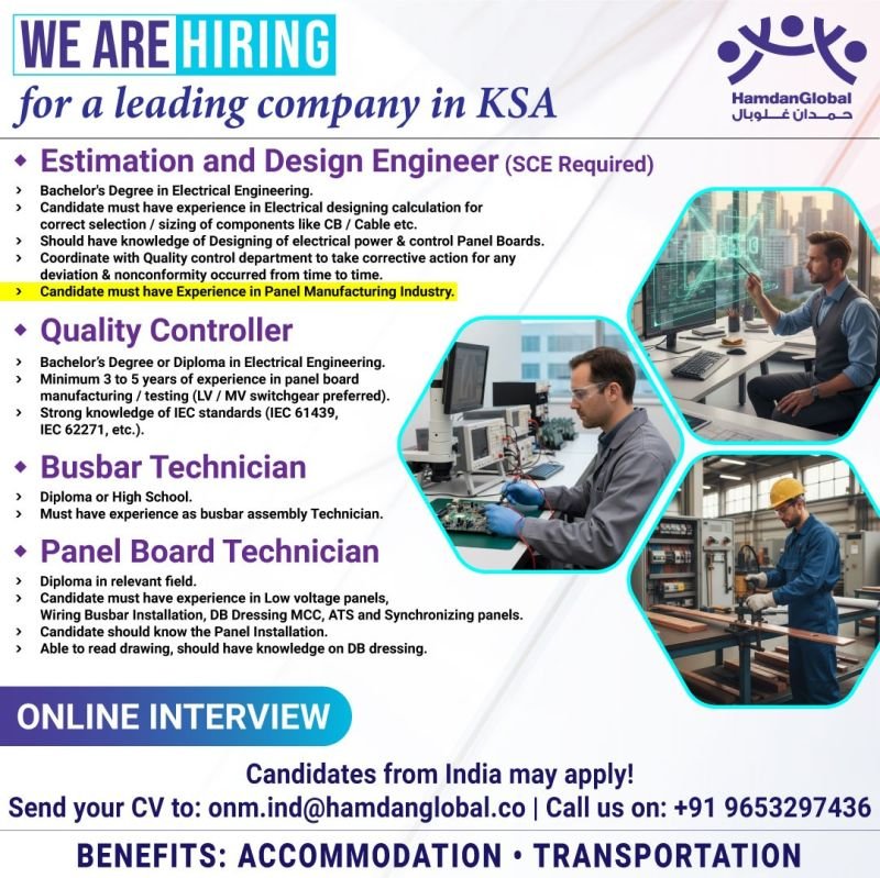 hiring for a leading company in Saudi Arabia