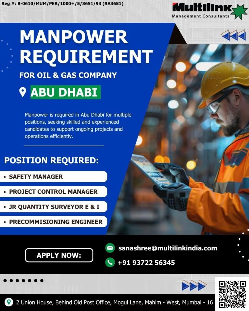 UAE Abu Dhabi Oil & Gas Jobs – Urgent Manpower Requirement