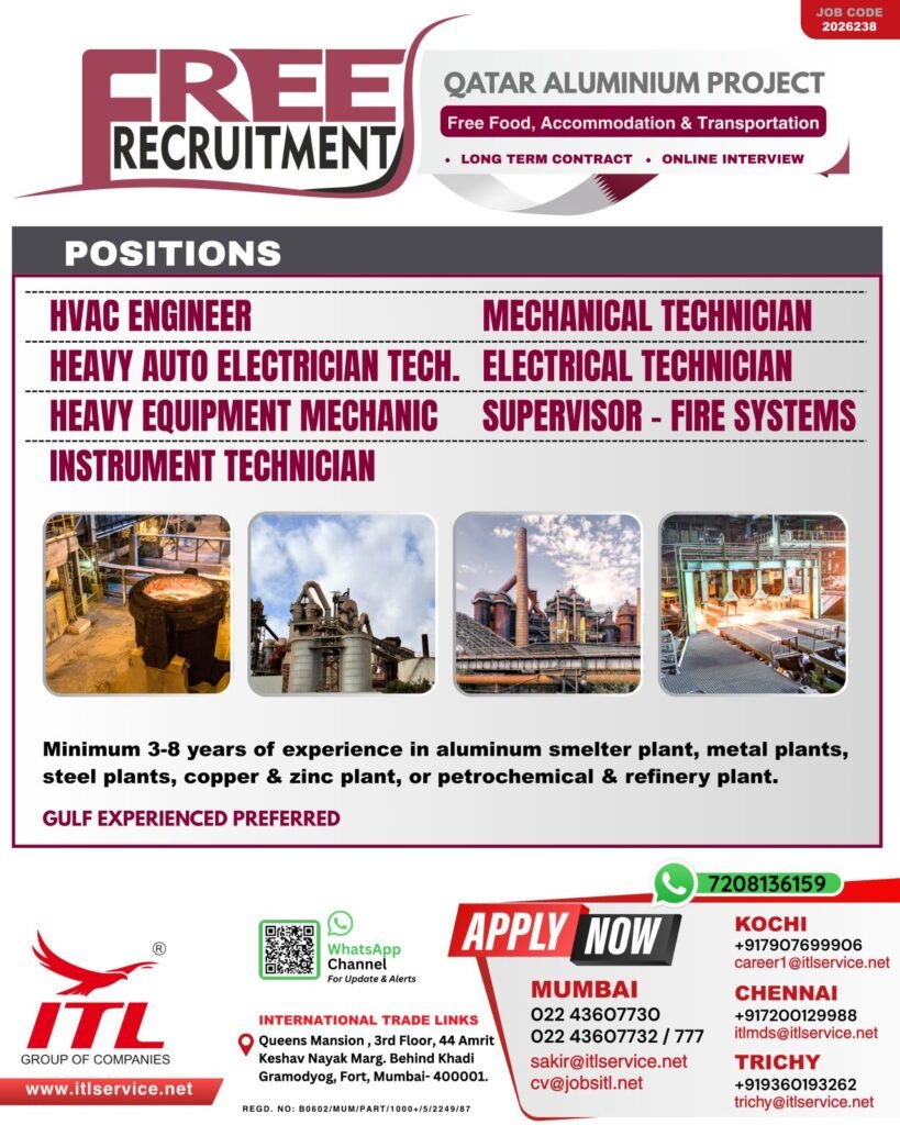 Qatar Aluminium Project Jobs – Free Recruitment Opportunity