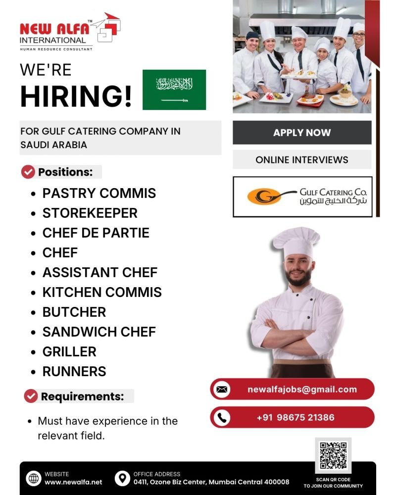 Saudi Arabia Catering Jobs 2026 – Hiring For Gulf Catering Company | Apply Online