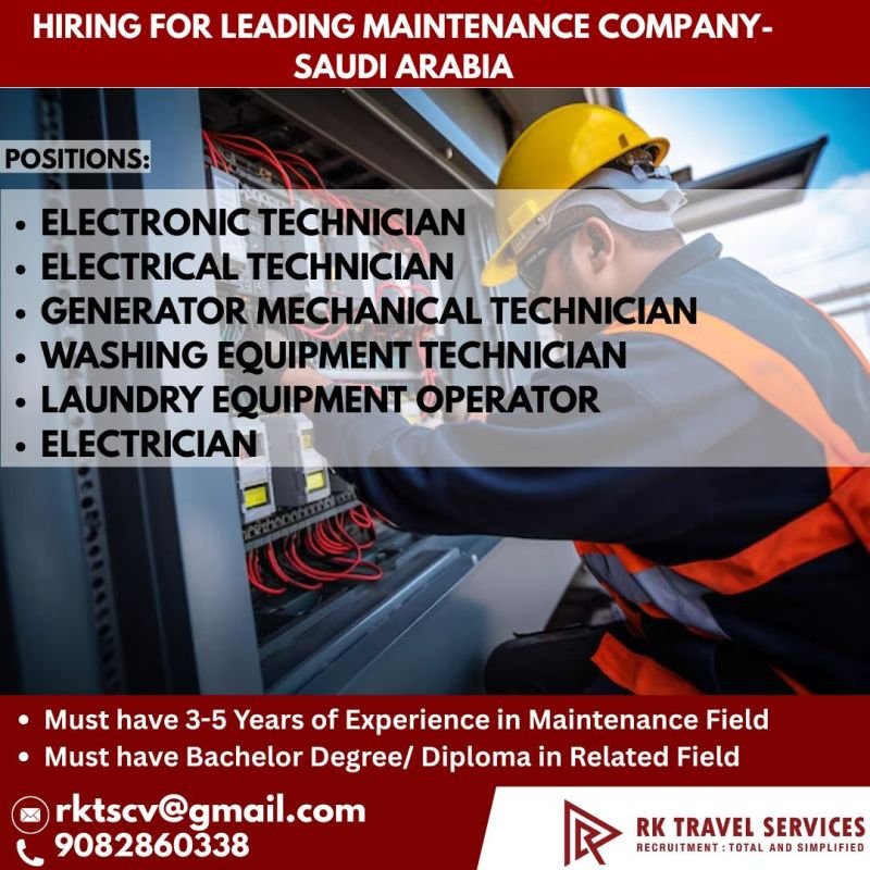 Saudi Arabia Maintenance Jobs 2026 | Apply Now