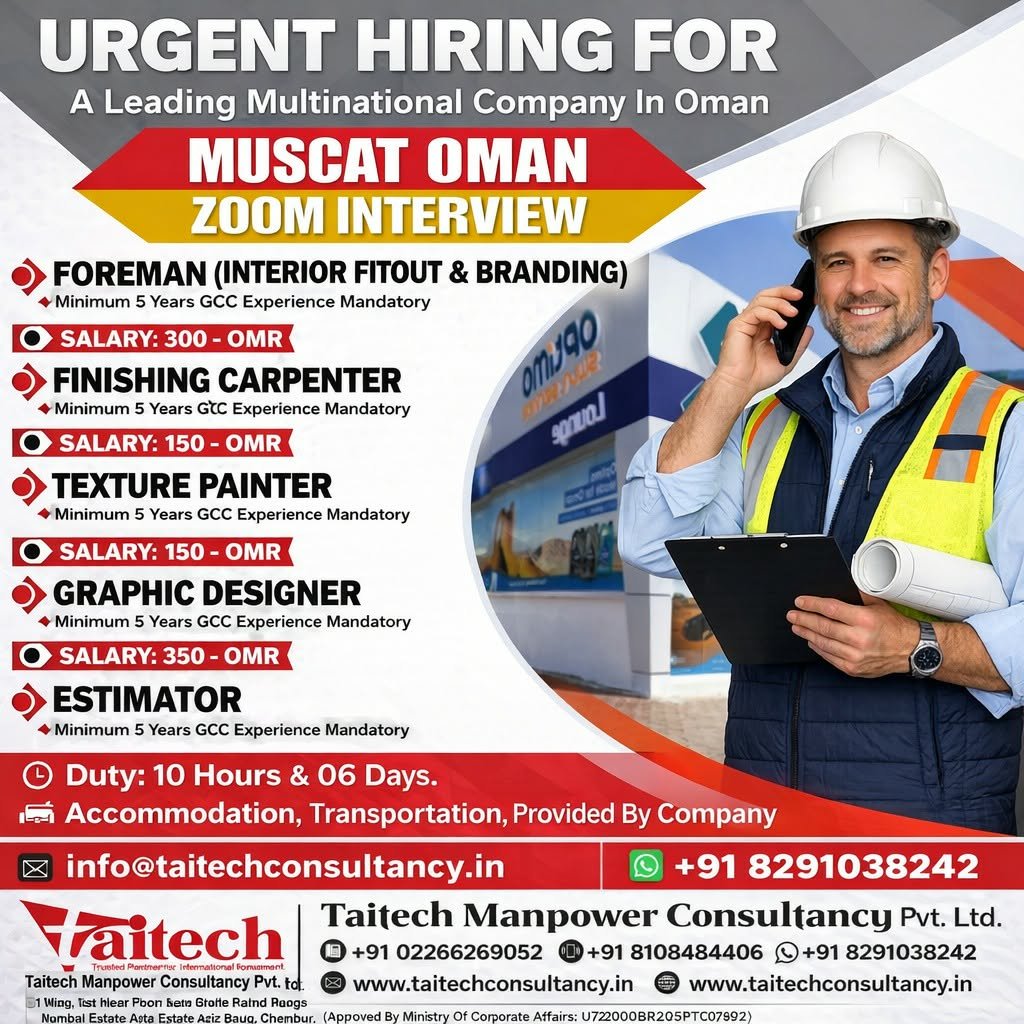 Oman Jobs 2026 – Urgent Hiring for A leading multinational company