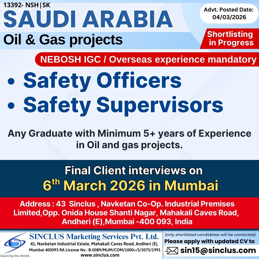 Exciting Job opportunity in Saudi Arabia – Oil & Gas Projects - Apply Today