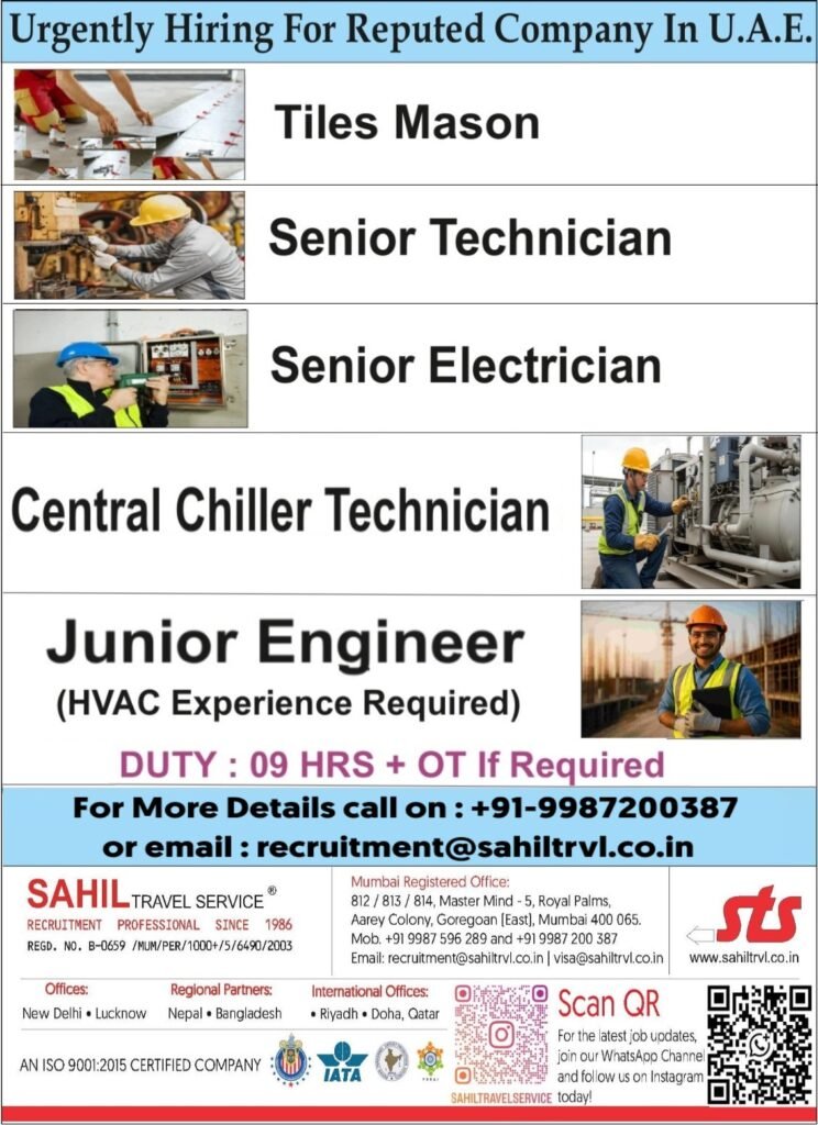 Hiring for UAE – Maintenance Industry - Apply Today