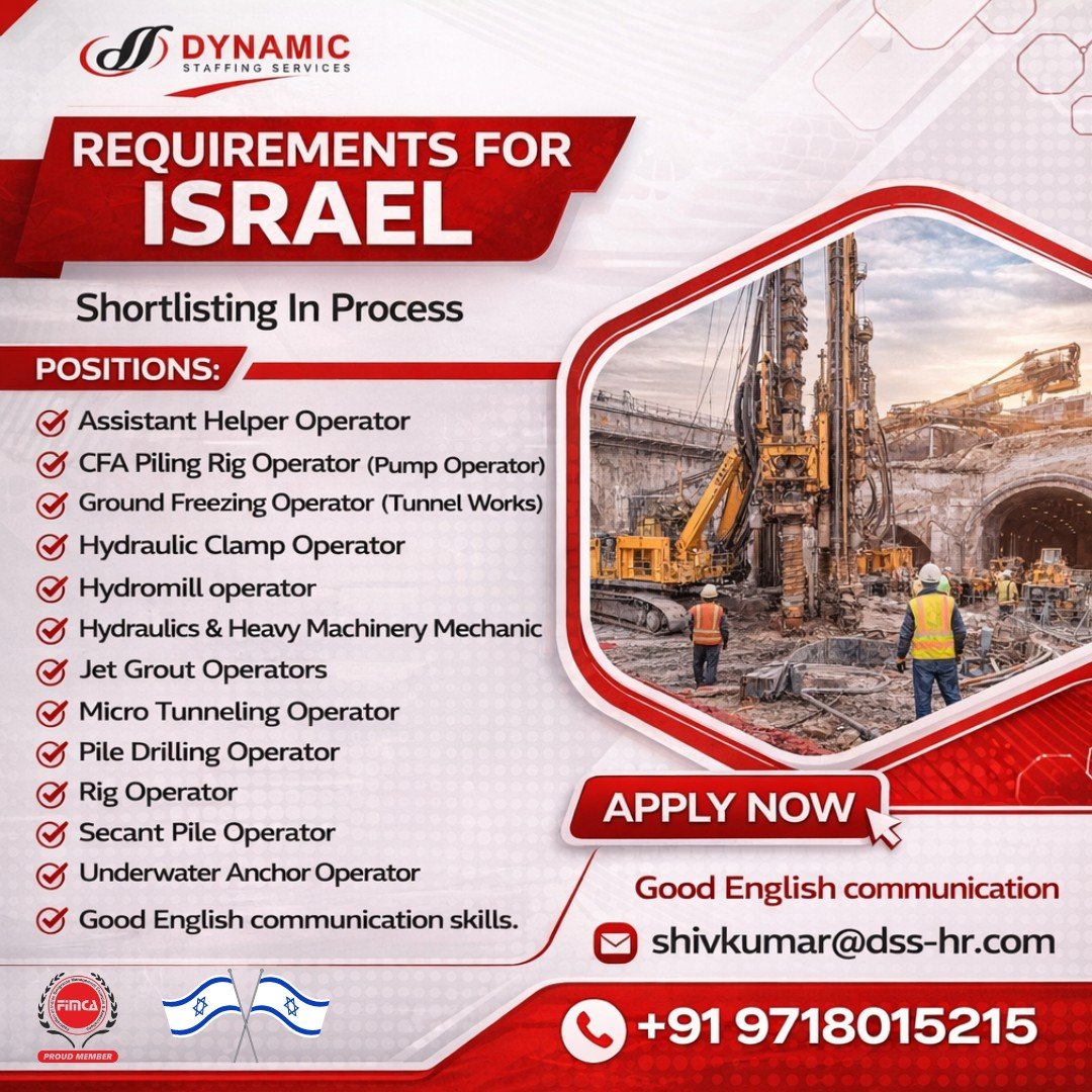 Urgent Hiring for ISRAEL - Apply Urgently