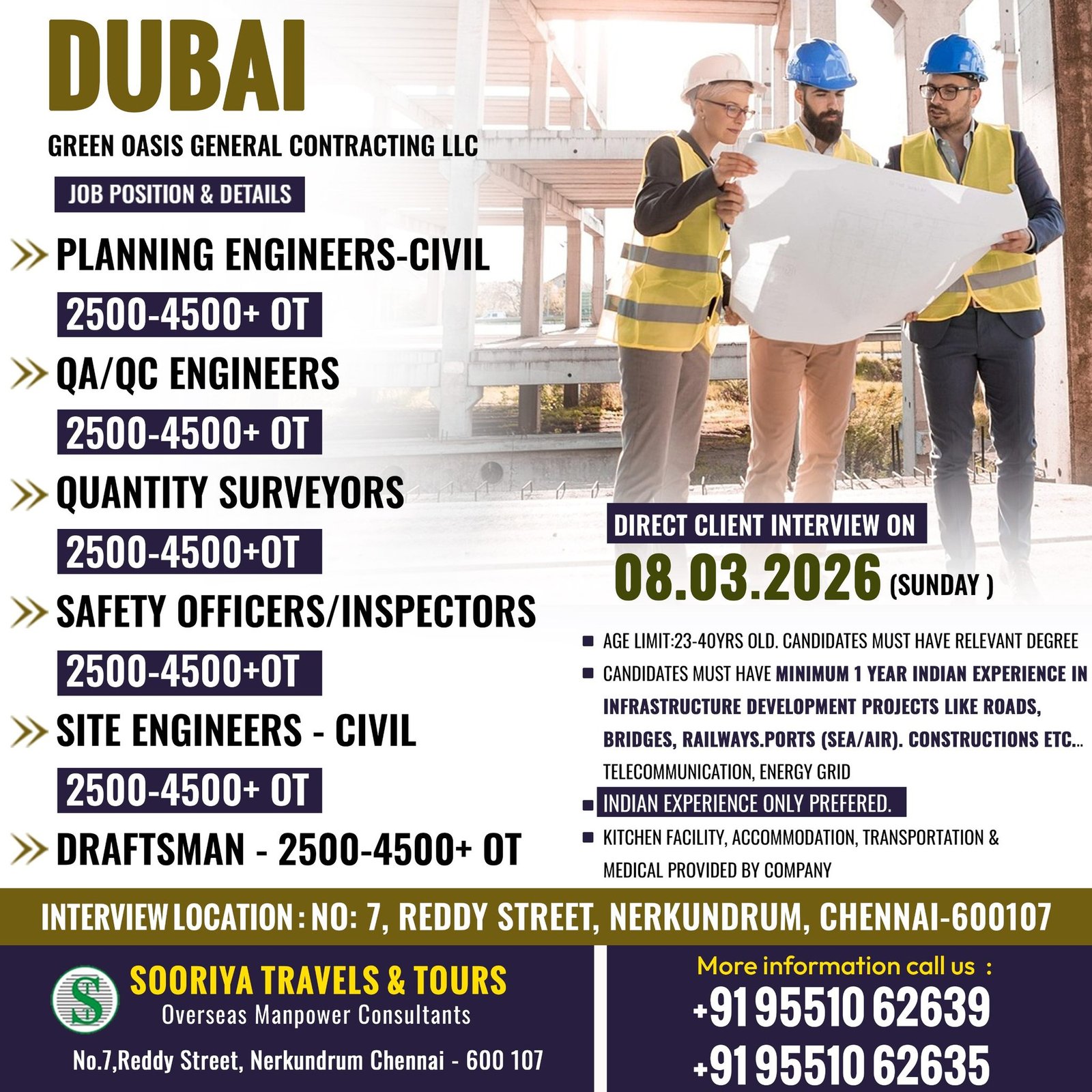 UAE : Job Openings For Reputed Green Oasis General Contracting Llc Company At Dubai