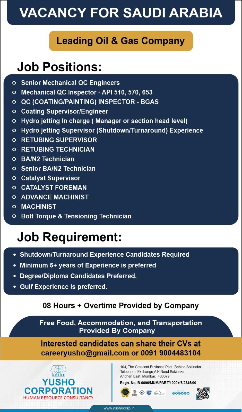 Saudi Arabia Oil & Gas Jobs 2026: Leading Company Hiring QC Engineers, Inspectors & Shutdown Experts