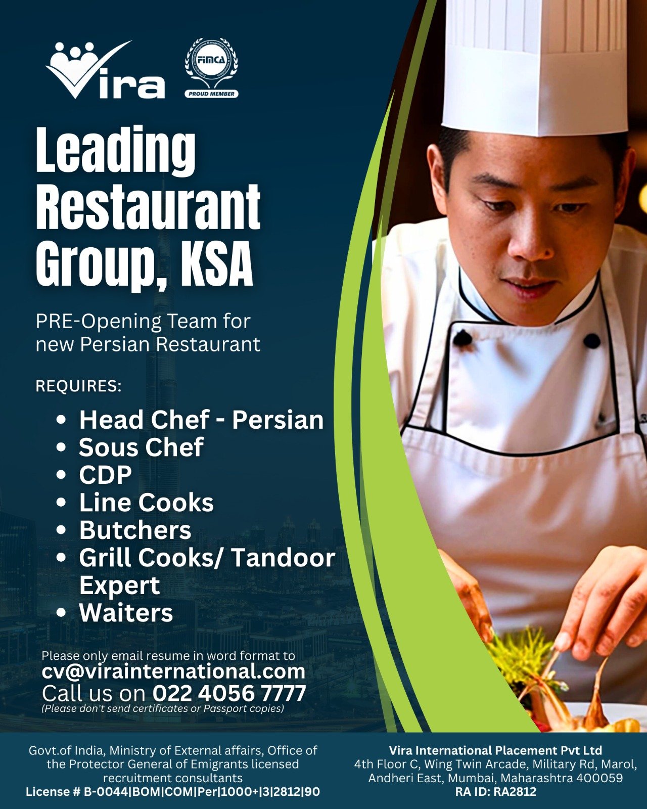 Saudi Arabia : Hiring For A Leading Restaurant Group