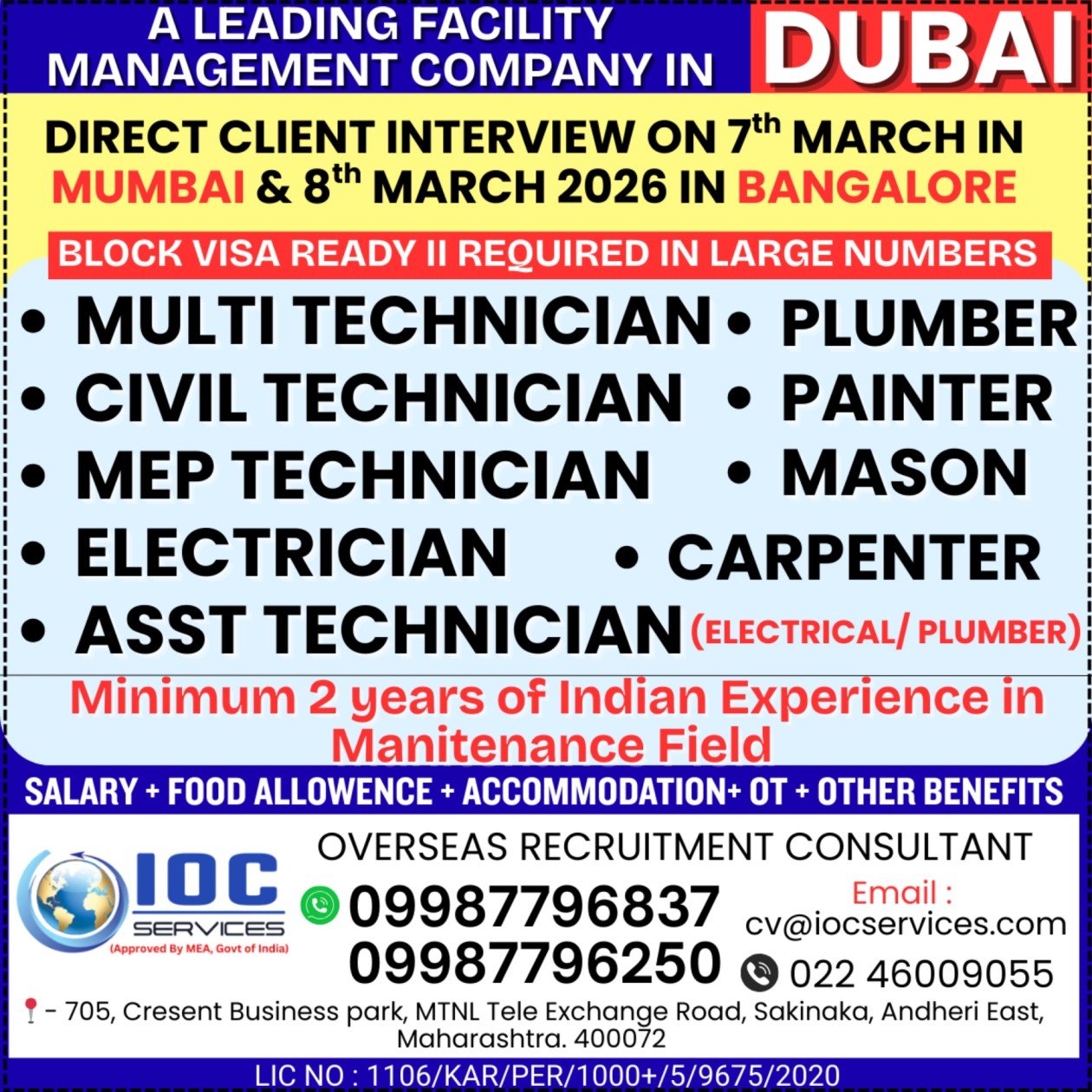 Dubai Jobs – Facility Management Company Hiring