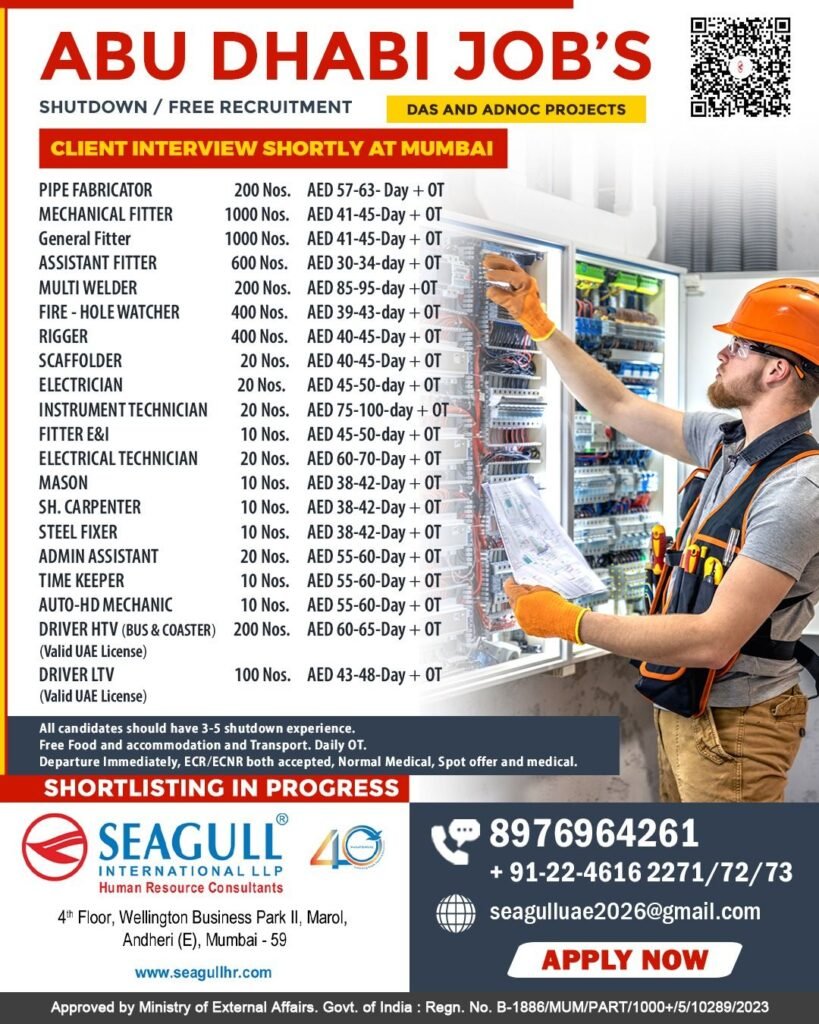 UAE Abu Dhabi Shutdown Jobs – Free Recruitment for DAS Projects