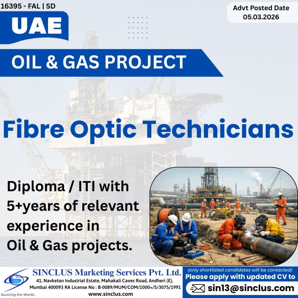 Hiring Fibre Optic Technicians For UAE | Oil & Gas Project