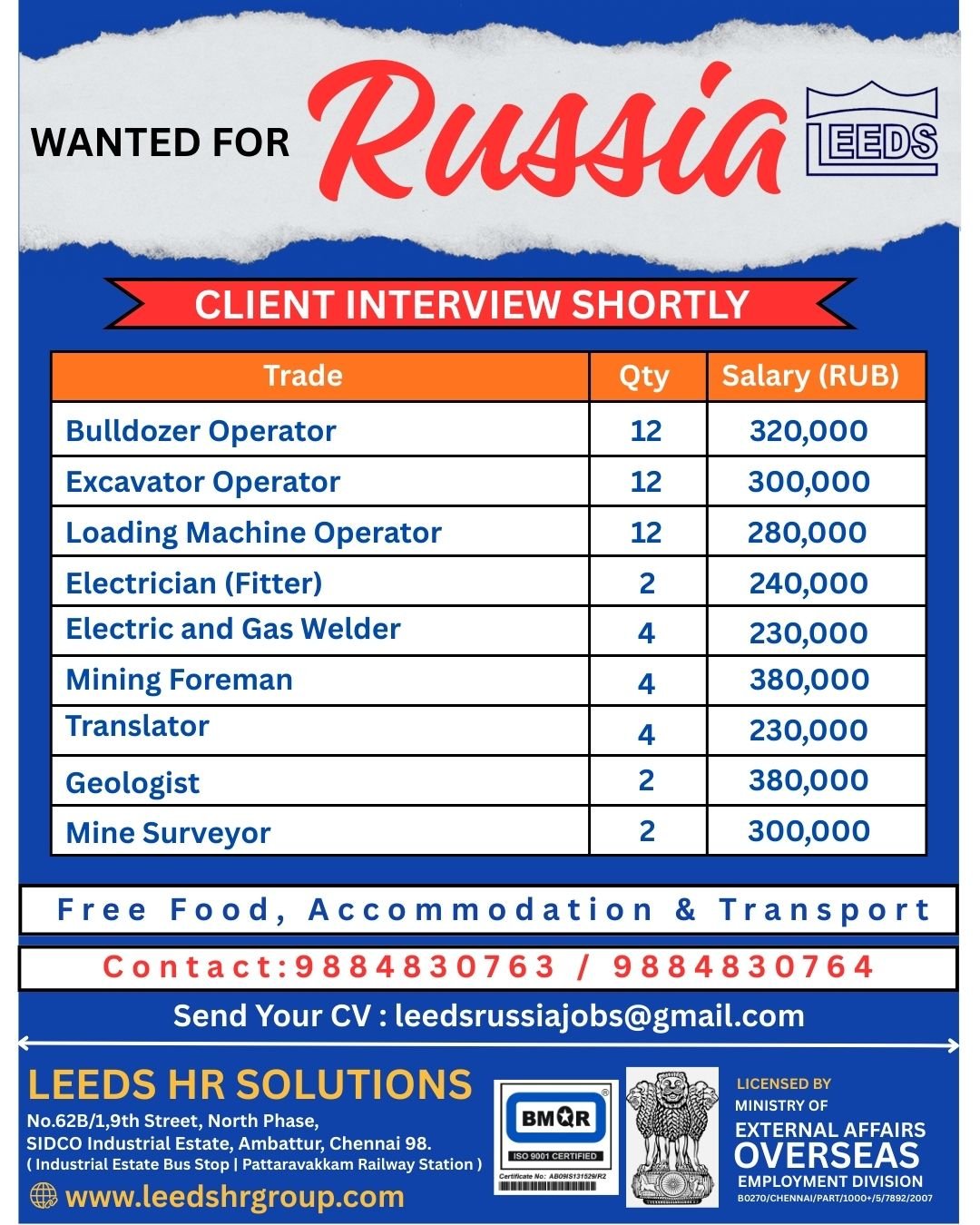 Russia Mining Project Jobs 2026: hiring skilled candidates for multiple positions in the Mining & Construction sector 