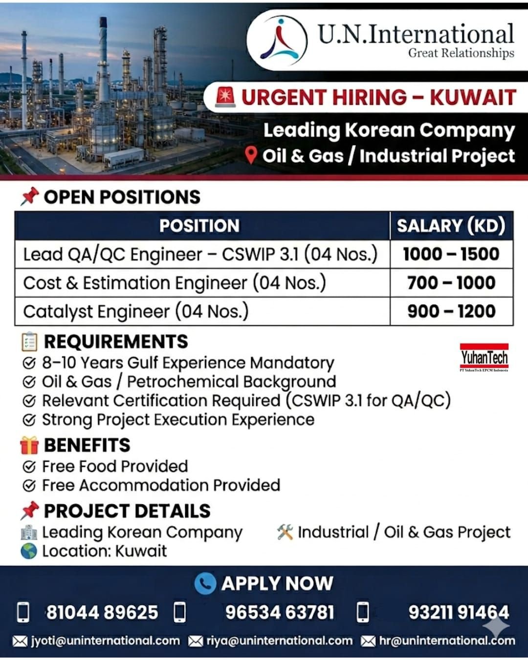 Kuwait Oil and Gas Jobs 2026: QA/QC Engineers, Catalyst Engineers and Cost Engineers Required