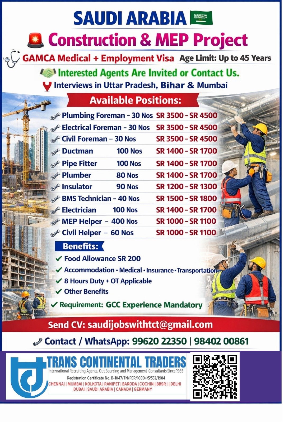 Saudi Arabia Construction & MEP Project Jobs 2026 - Apply Now