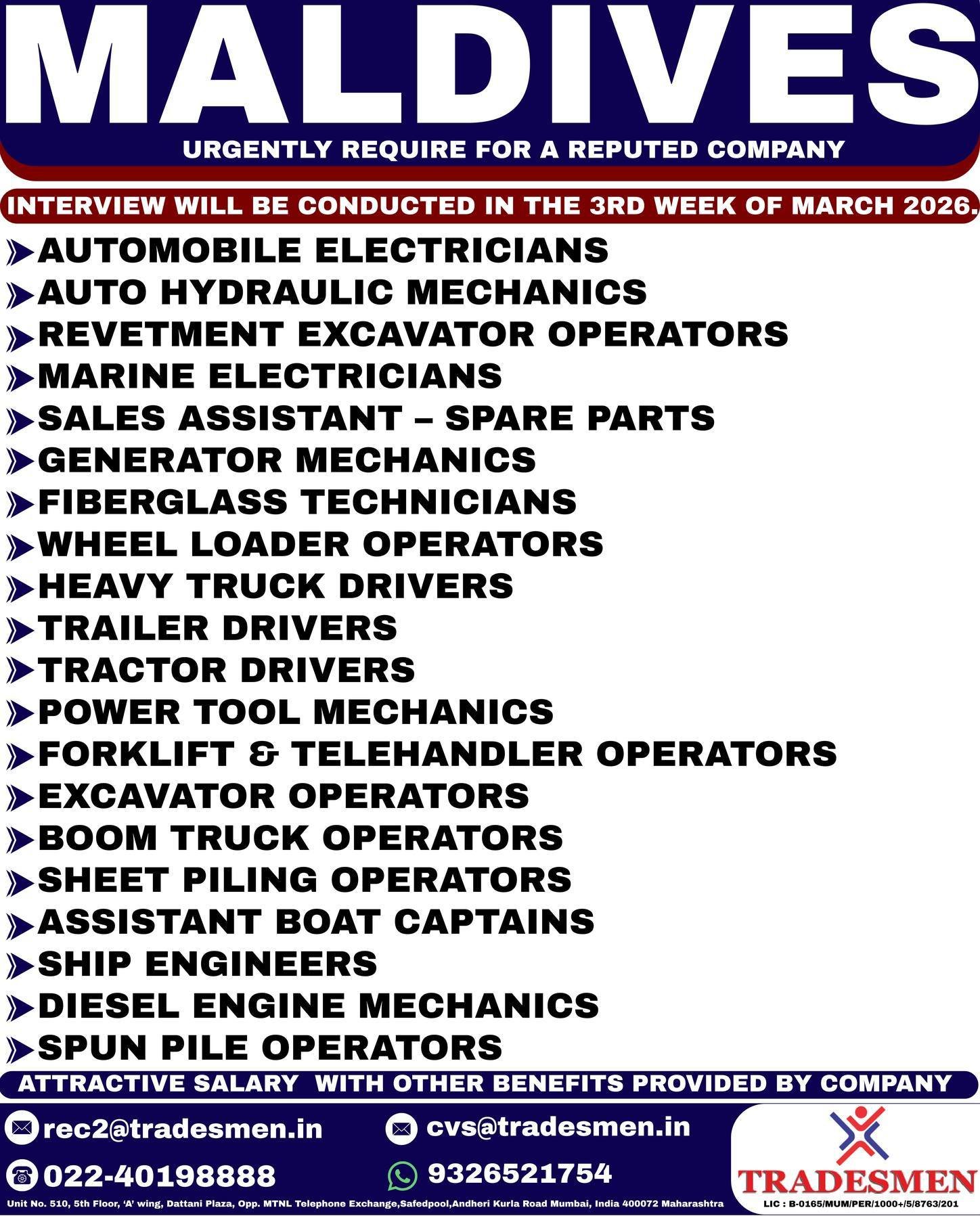 Urgent Job Openings in Maldives for Skilled Professionals - Apply Now