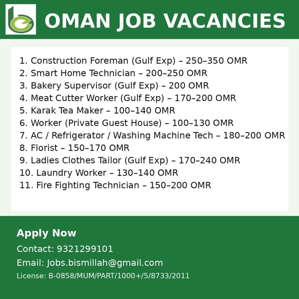 Urgent Hiring for Oman - Multiple job openings 