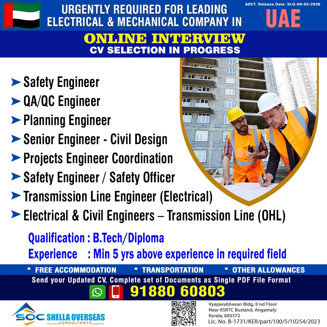 UAE Jobs 2026: Urgent Recruitment for Leading Electrical & Mechanical Company – Online Interviews in Progress